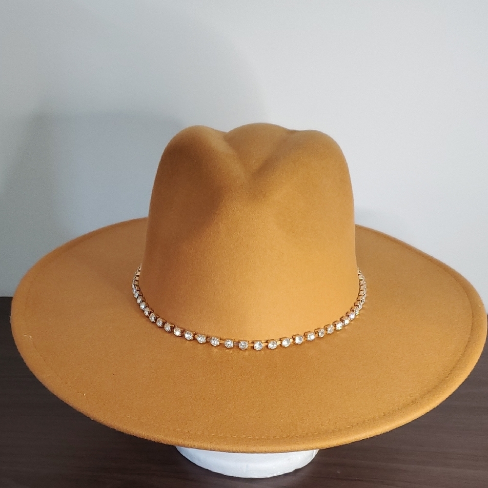Diva Tan Fedora Hat with Studded Band
